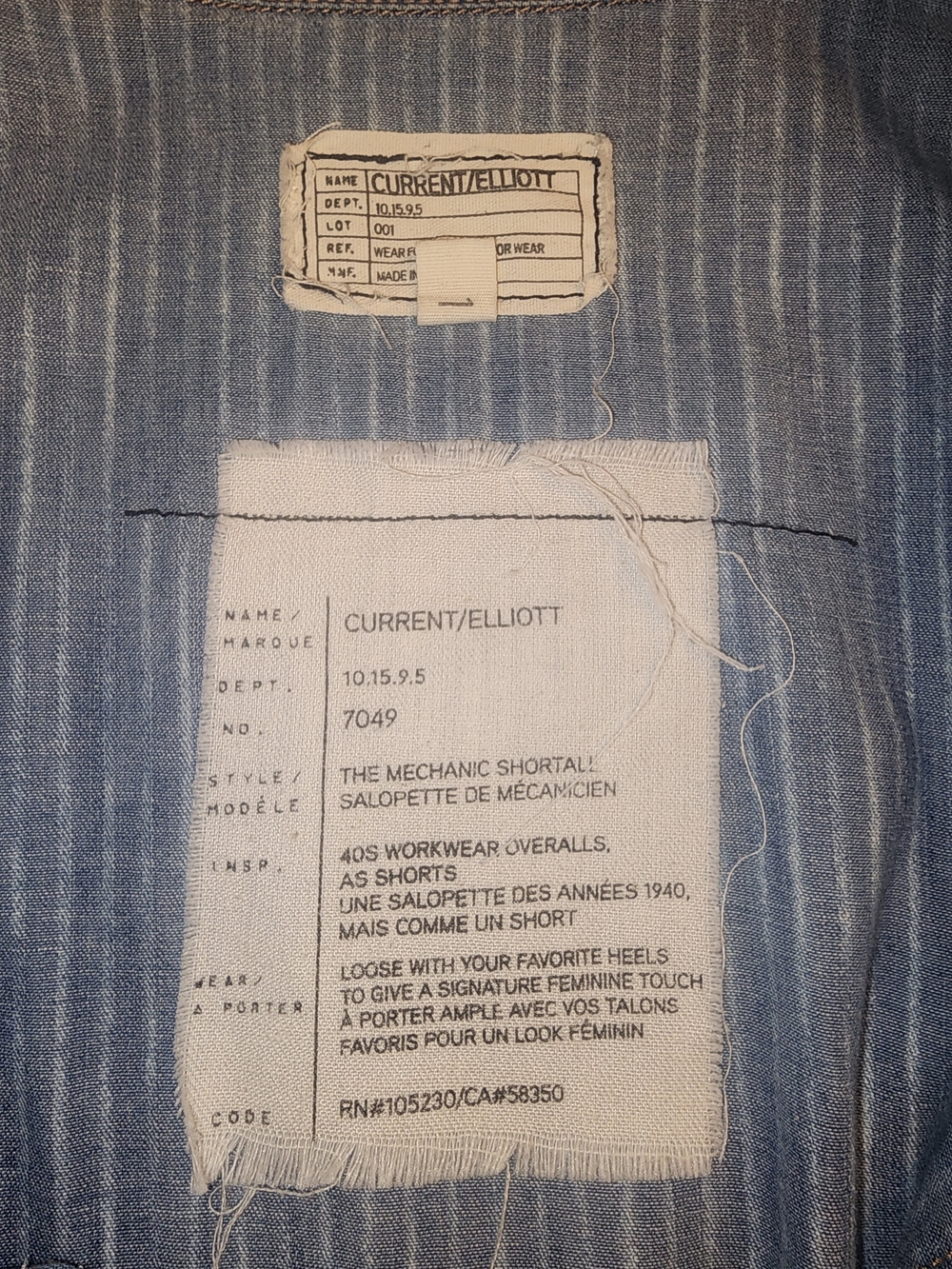 CURRENT/ELLIOTT Blue & White Conductor Striped Denim Romper Shortall Sz 1- S EUC - Picture 3 of 4